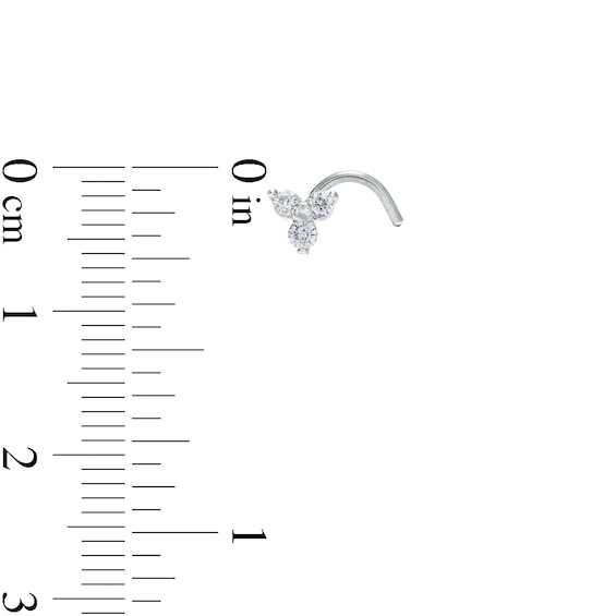 020 Gauge 7mm Cubic Zirconia Three Piece Nose Screw Set in Titanium