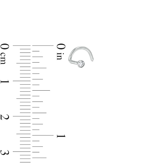 020 Gauge 7mm Cubic Zirconia Three Piece Nose Screw Set in Titanium