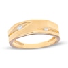 Thumbnail Image 1 of Men's Cubic Zirconia Two Stone Slash Ring in 10K Gold – Size 10