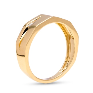 Men's Cubic Zirconia Two Stone Slash Ring in 10K Gold – Size 10