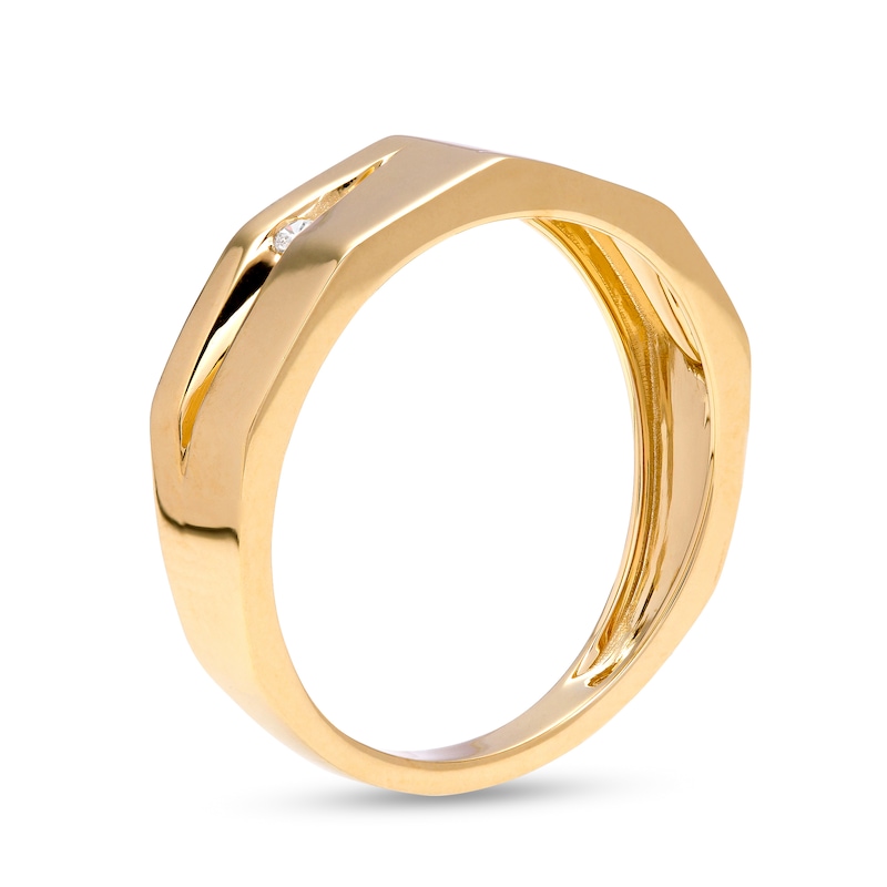 Men's Cubic Zirconia Two Stone Slash Ring in 10K Gold – Size 10