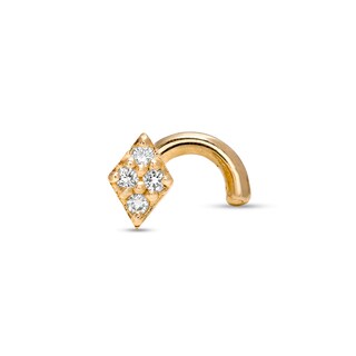 14K Gold Diamond Accent Rhombus Nose Screw - 20G