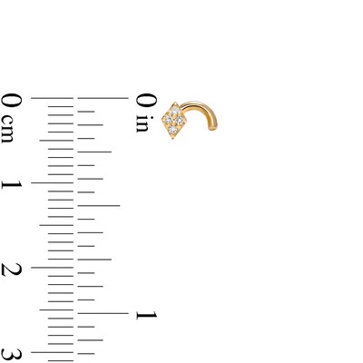 14K Gold Diamond Accent Rhombus Nose Screw - 20G