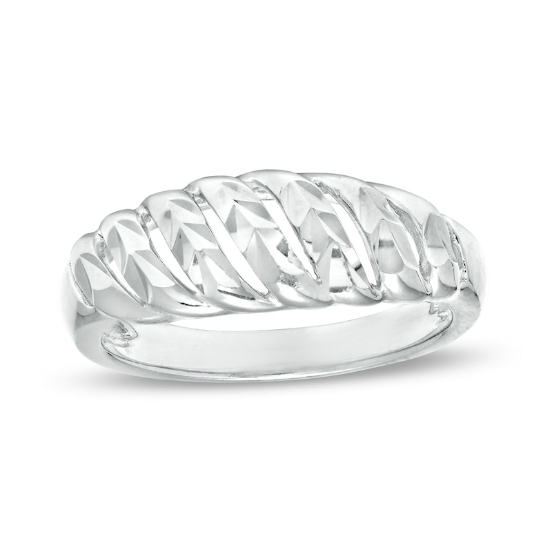 Diamond-Cut Curve Ring in Sterling Silver – Size 8