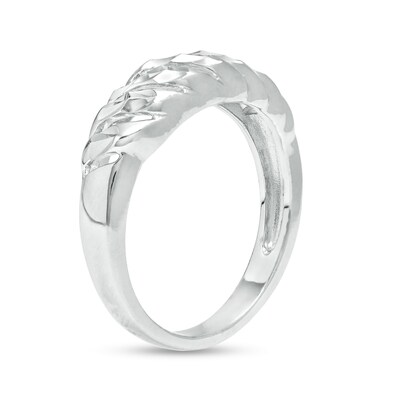 Diamond-Cut Curve Ring in Sterling Silver – Size 8