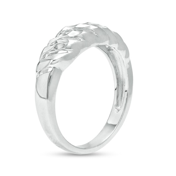 Diamond-Cut Curve Ring in Sterling Silver – Size 8
