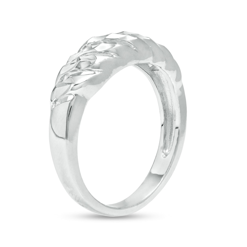 Diamond-Cut Curve Ring in Sterling Silver – Size 8