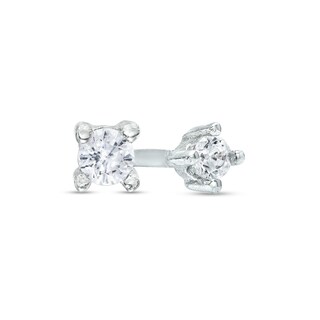 Cubic Zirconia Solitaire Stud Earrings in Sterling Silver