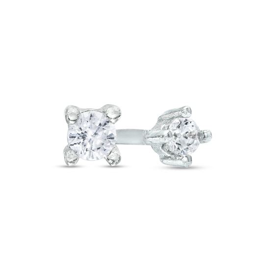 Cubic Zirconia Solitaire Stud Earrings in Sterling Silver