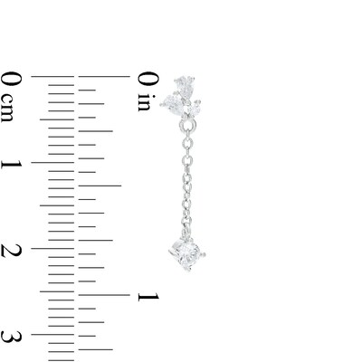 Cubic Zirconia Cluster Drop Earrings in Sterling Silver