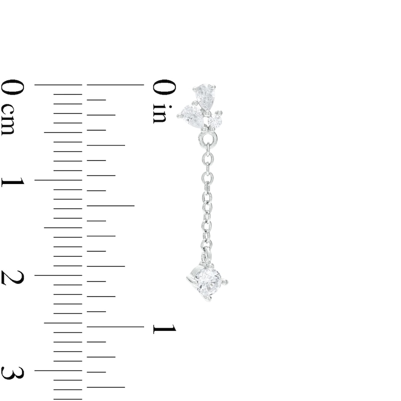 Main Image 2 of Cubic Zirconia Cluster Drop Earrings in Sterling Silver