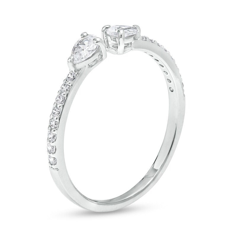 Main Image 2 of Pear-Shaped Cubic Zirconia Open Ring in Sterling Silver – Size 7