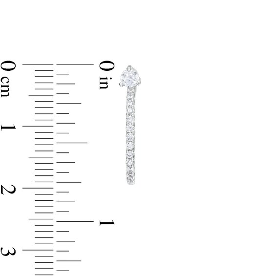 3mm Cubic Zirconia J-Hoop Earrings in Solid Sterling Silver
