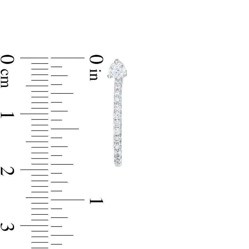 Main Image 2 of 3mm Cubic Zirconia J-Hoop Earrings in Solid Sterling Silver