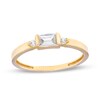 5mm Baguette Cubic Zirconia Three Stone Ring in 10K Gold – Size 7
