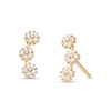 Cubic Zirconia Flower Trio Crawler Earrings in 10K Gold