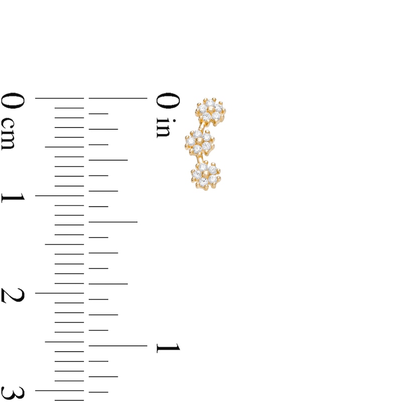 Main Image 2 of Cubic Zirconia Flower Trio Crawler Earrings in 10K Gold