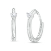 Thumbnail Image 1 of Cubic Zirconia Solitaire Huggie Hoop Earrings in Sterling Silver