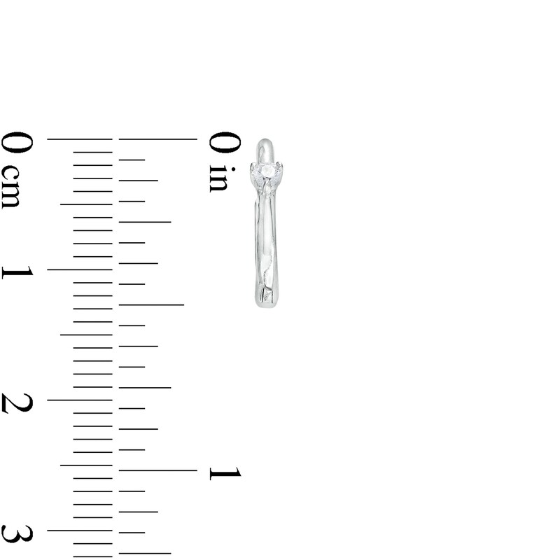 Main Image 2 of Cubic Zirconia Solitaire Huggie Hoop Earrings in Sterling Silver