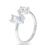 Thumbnail Image 1 of 6mm Trillion-Cut and Emerald-Cut Cubic Zirconia Open Ring in Sterling Silver – Size 8