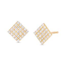 Cubic Zirconia Princess-Cut Cluster Stud Earrings in 10K Gold