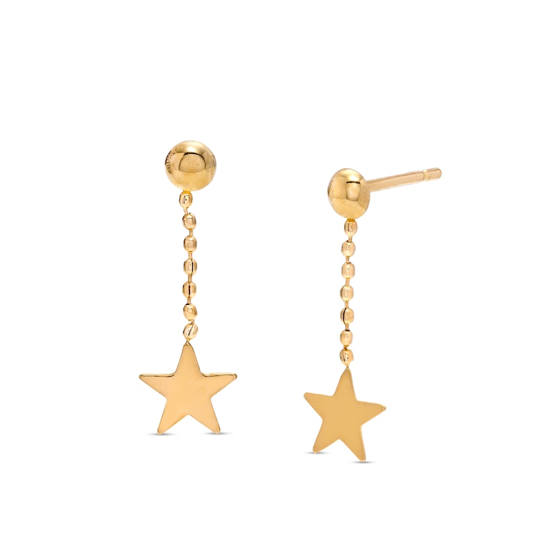 Beaded Star Drop Earrings in 10K Gold