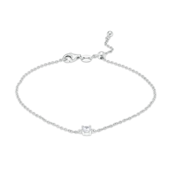 4mm Cubic Zirconia Solitaire Bracelet in Sterling Silver – 7.5"