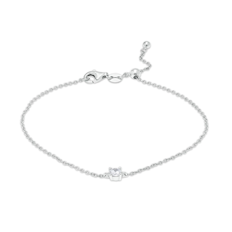4mm Cubic Zirconia Solitaire Bracelet in Sterling Silver – 7.5"