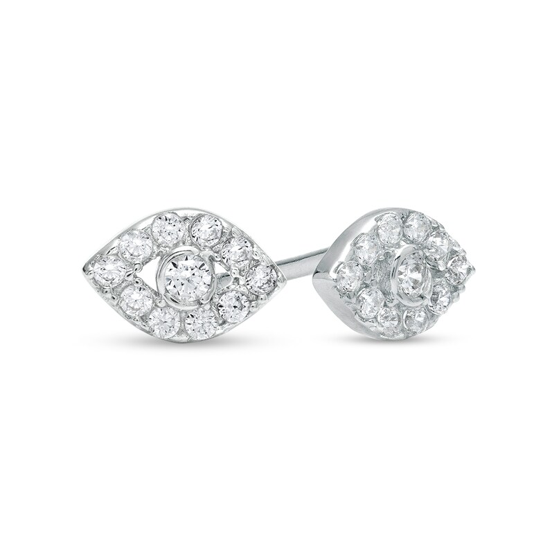 Cubic Zirconia Evil Eye Stud Earrings in Sterling Silver