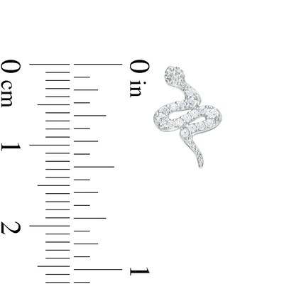 Cubic Zirconia Snake Stud Earrings in Sterling Silver
