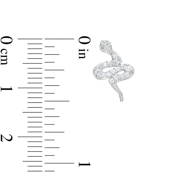 Cubic Zirconia Snake Stud Earrings in Sterling Silver