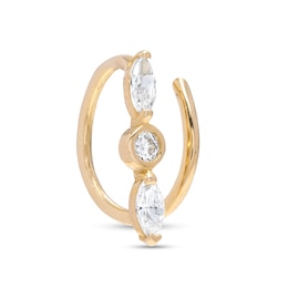 Marquise and Round Cubic Zirconia Twist Trio Threader Earrings in 10K Gold