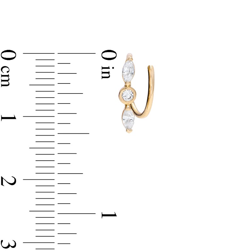 Marquise and Round Cubic Zirconia Twist Trio Threader Earrings in 10K Gold