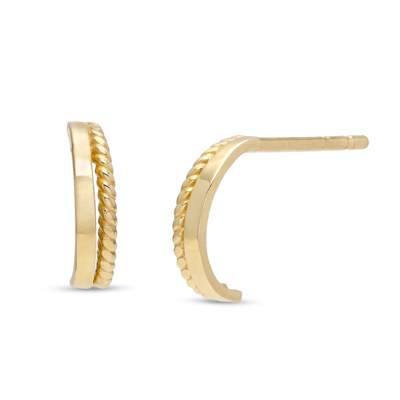 Rope-Textured Split Stud Earrings in 10K Gold