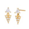 Thumbnail Image 0 of Trillion-Cut and Round Cubic Zirconia Triangle Drop Earrings in 10K Gold