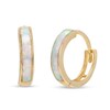 10.25mm Lab-Created Opal Huggie Hoop Earrings in 10K Gold