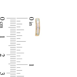 10.25mm Lab-Created Opal Huggie Hoop Earrings in 10K Gold