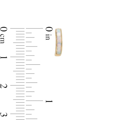 10.25mm Lab-Created Opal Huggie Hoop Earrings in 10K Gold