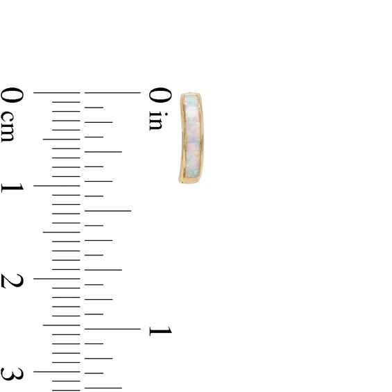 10.25mm Lab-Created Opal Huggie Hoop Earrings in 10K Gold