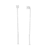 Thumbnail Image 0 of Cubic Zirconia Solitaire Threader Dangle Earrings in Sterling Silver