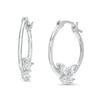 Thumbnail Image 0 of Marquise and Pear-Shaped Cubic Zirconia Butterfly Hoop Earrings in Solid Sterling Silver
