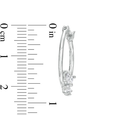Solid Sterling Silver Marquise and Pear-Shaped CZ Butterfly Hoop Earrings