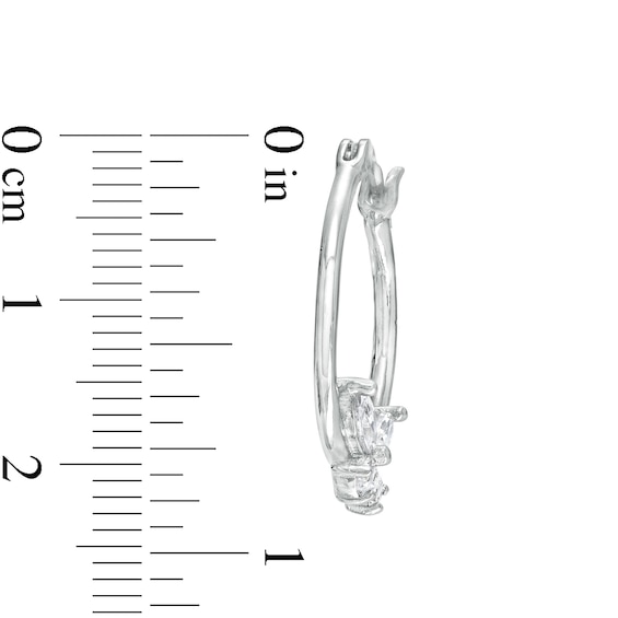 Solid Sterling Silver Marquise and Pear-Shaped CZ Butterfly Hoop Earrings