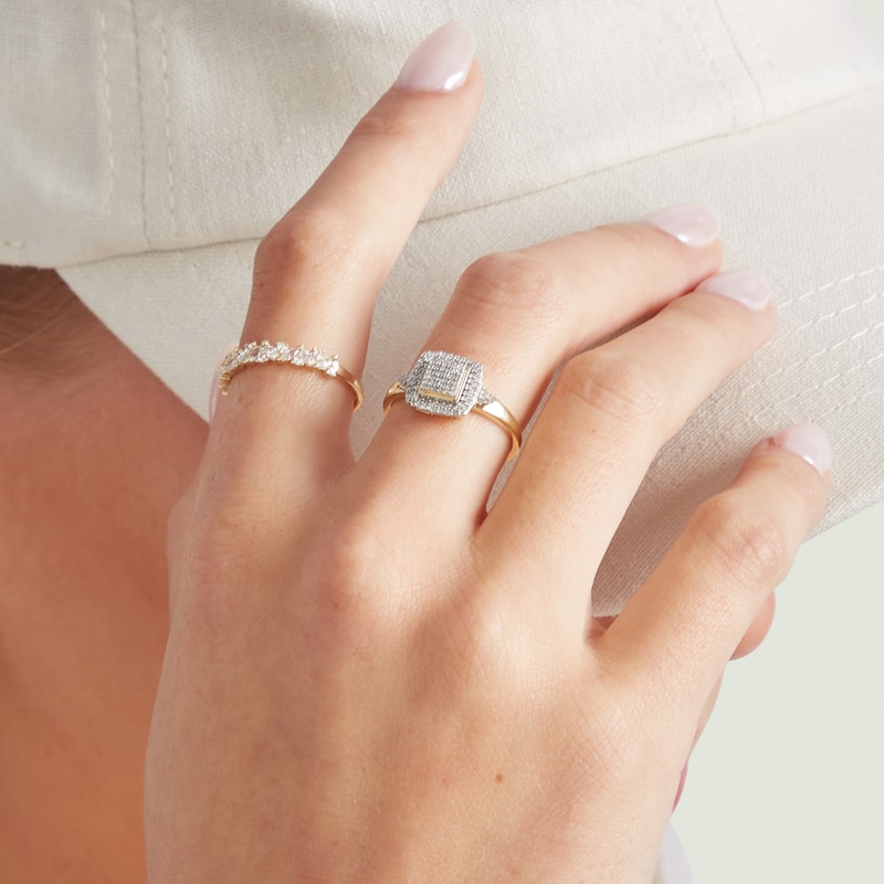 Main Image 3 of 10K Gold CZ Marquise and Round Zig-Zag Ring – Size 7