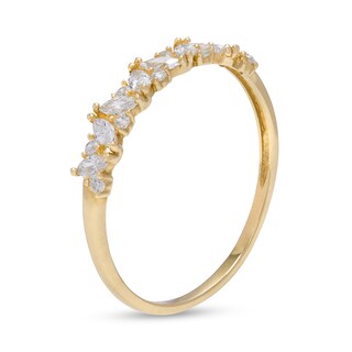 10K Gold CZ Marquise and Round Zig-Zag Ring – Size 7