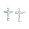 Thumbnail Image 1 of Diamond-Cut Cross Stud Earrings in Sterling Silver