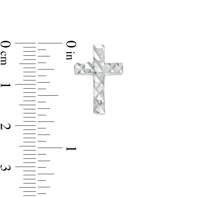 Main Image 2 of Diamond-Cut Cross Stud Earrings in Sterling Silver