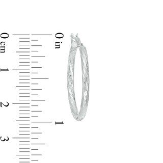 2mm Diamond-Cut Rope Textured Hoop Earrings in Hollow Sterling Silver