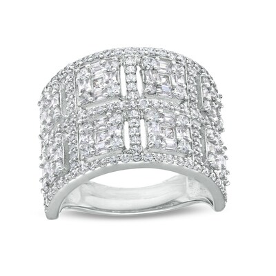 Sterling Silver CZ Multi-Shape Bold Ring - Size 10