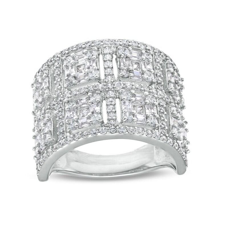 Sterling Silver CZ Multi-Shape Bold Ring - Size 10